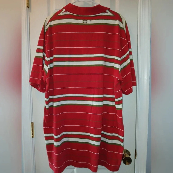 ECKO Unlimited red green cream polo style shirt men's 2XL casual streetwear 90's - Picture 2 of 5